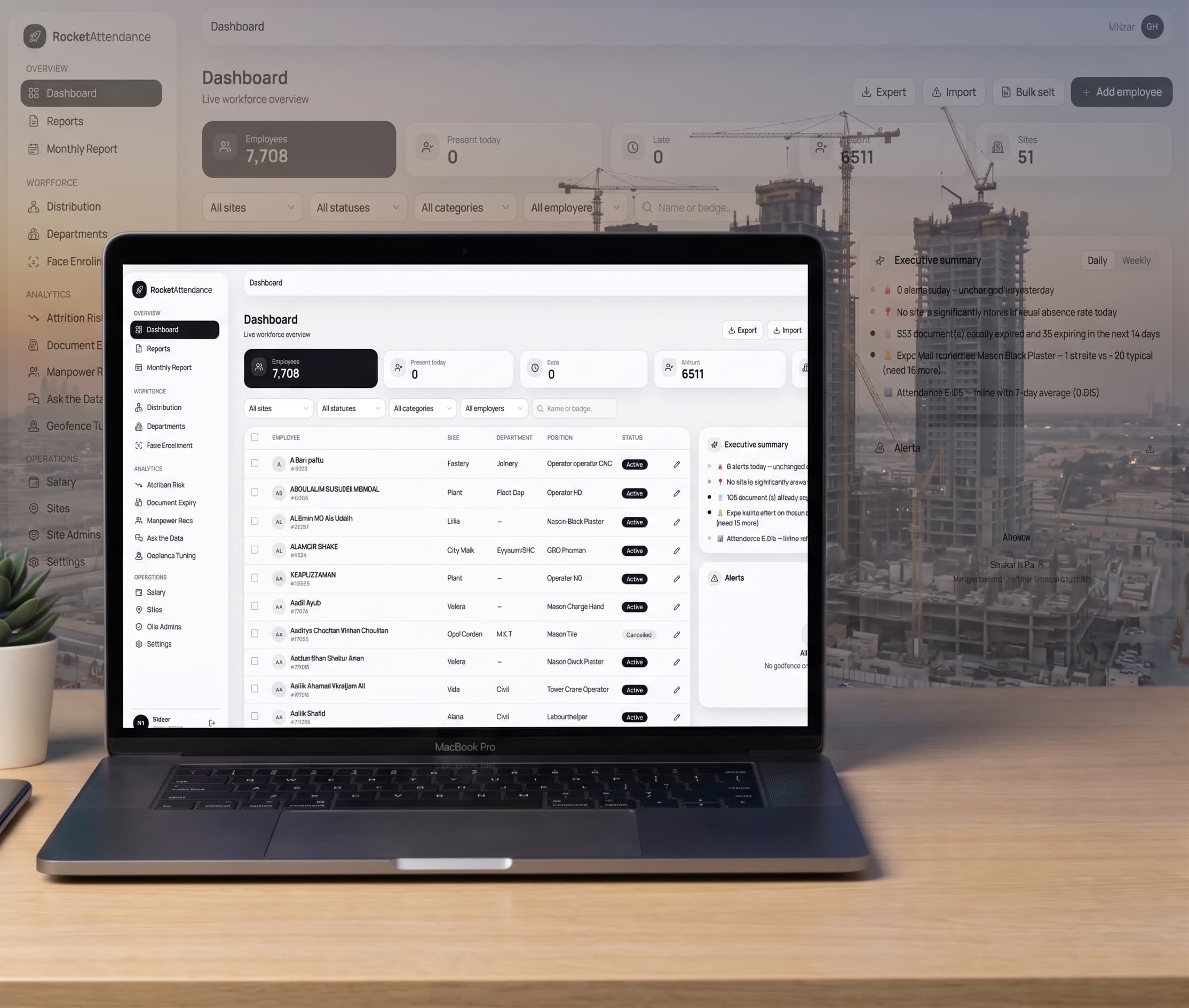 Rocket Attendance — project mockup